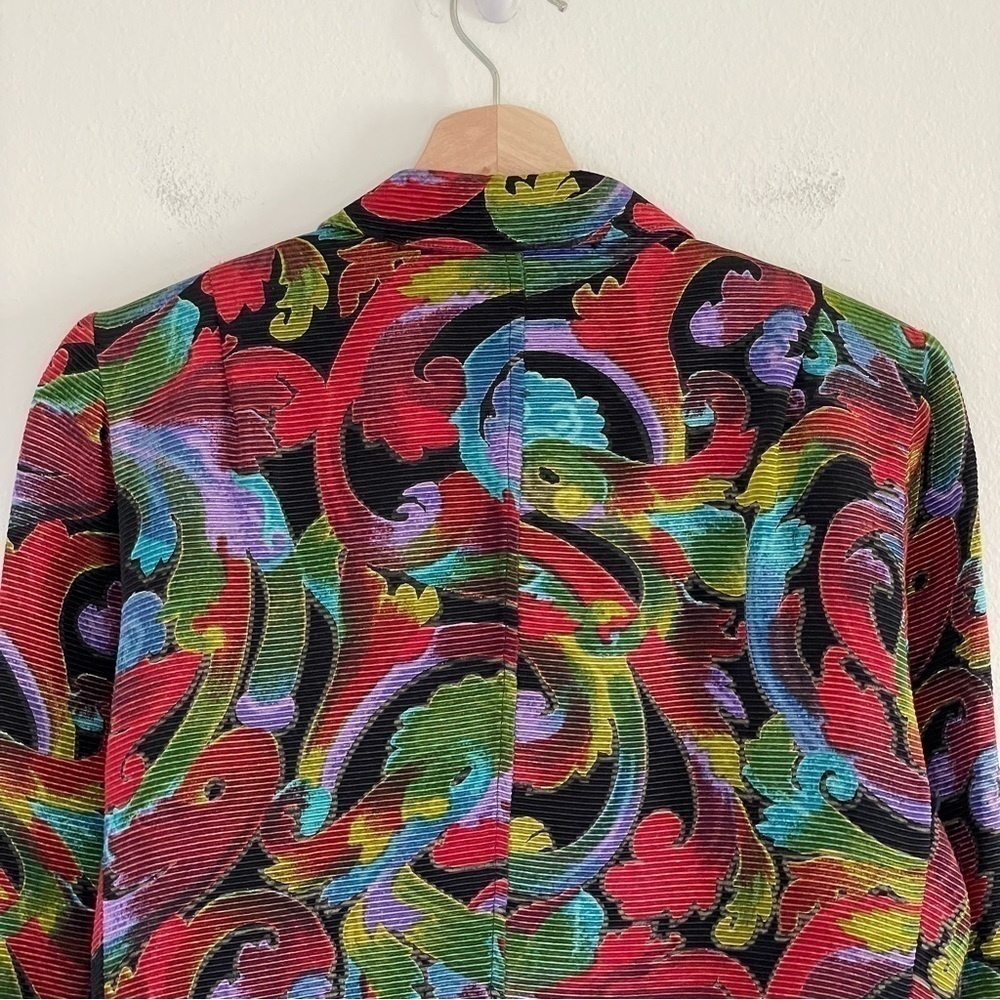 Vintage 90s Hammer Colorful Textured Blazer Jacket Rayon Cotton Modal EU 38 - Picture 5 of 16